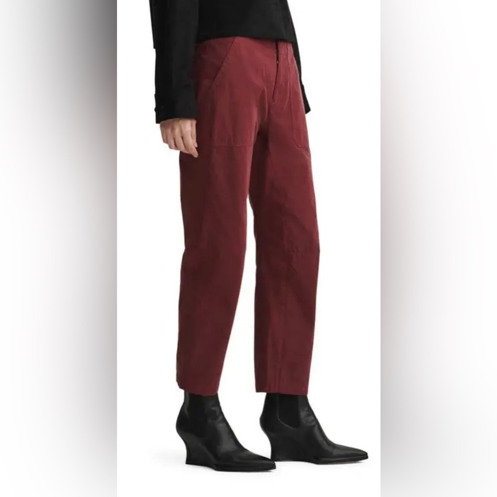 NWT // Rag & Bone // Leyton Workwear Cotton Pant, Sz 10, Color: Burgundy - Picture 3 of 5